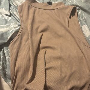 SHEIN Tan Ribbed Tank Top